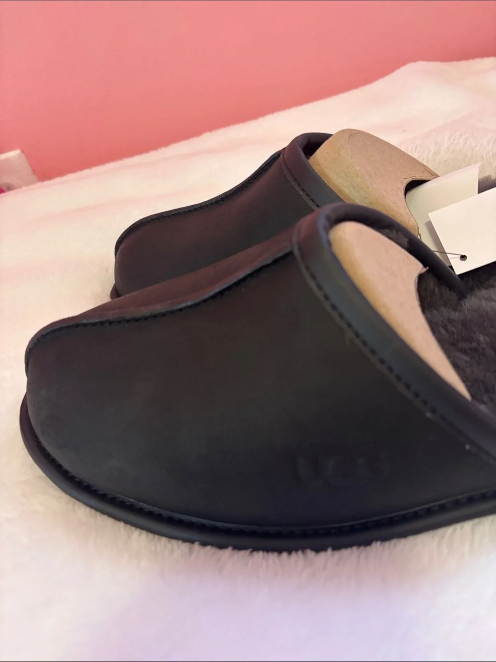 UGG Black Slip-On Shearling Mule Slippers
